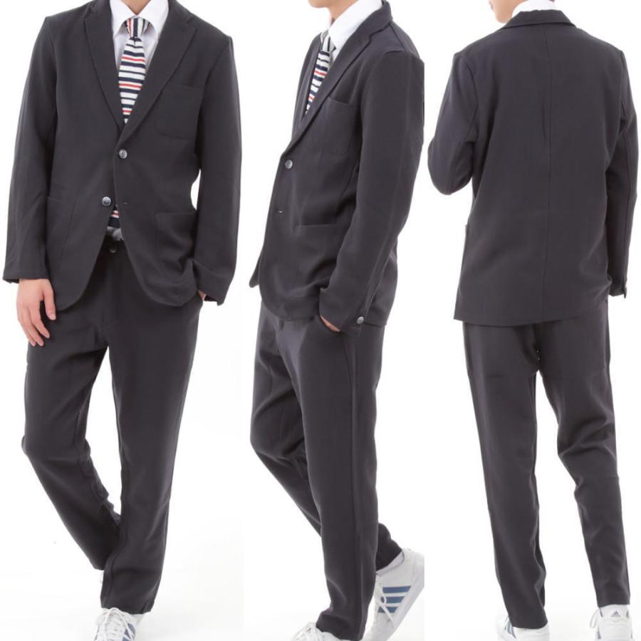 メンズスーツ ビジネス セットアップ 上下セット ストレッチ 黒 紺 新