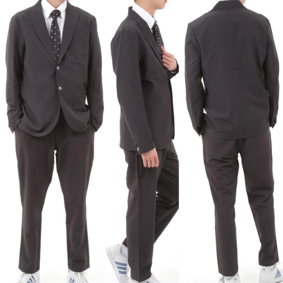 メンズスーツ ビジネス セットアップ 上下セット ストレッチ 黒 紺 新