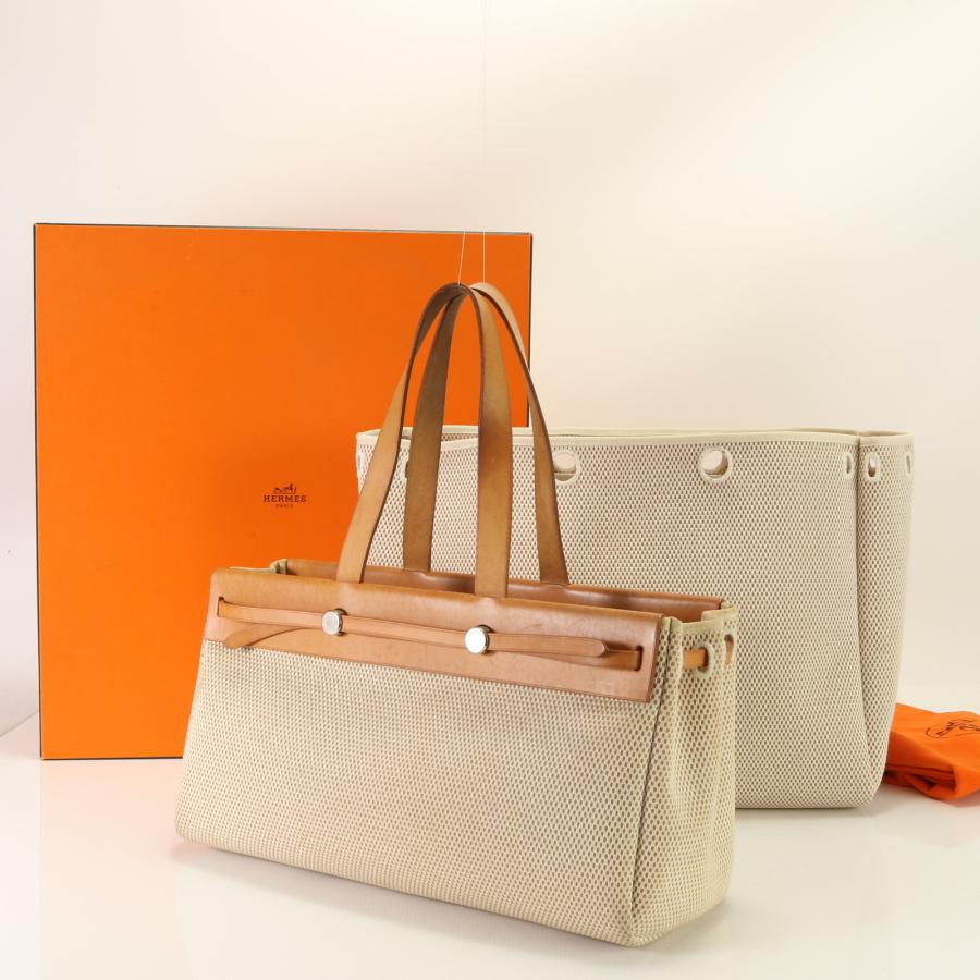 エルメス エールバッグ カバス GM □G 刻印 レザー キャンバス 2WAY