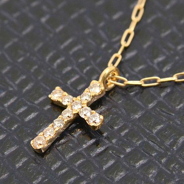 agete（アガット） ネックレス レディース ダイヤ クロス ペンダント