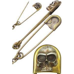 シルバーラスティスカルブラスセーフティピン(安全ピン)ウォレット