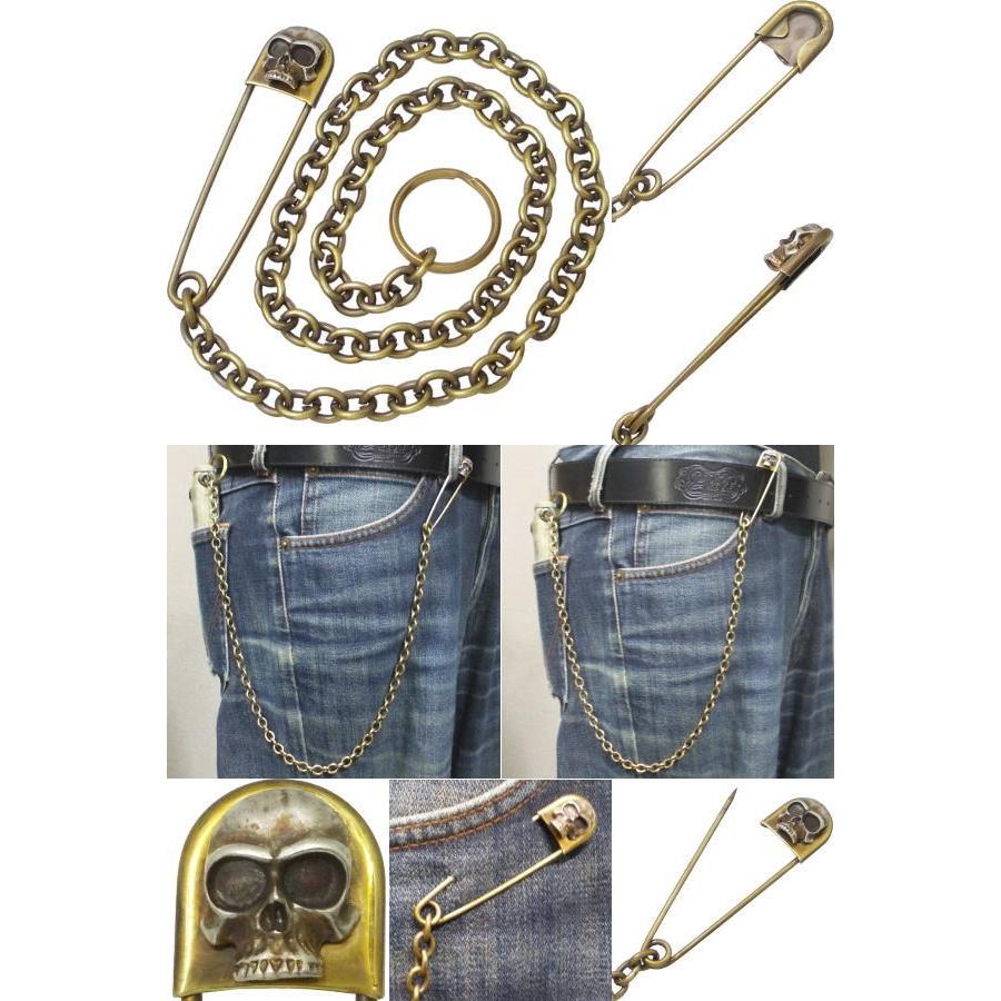 シルバーラスティスカルブラスセーフティピン(安全ピン)ウォレット