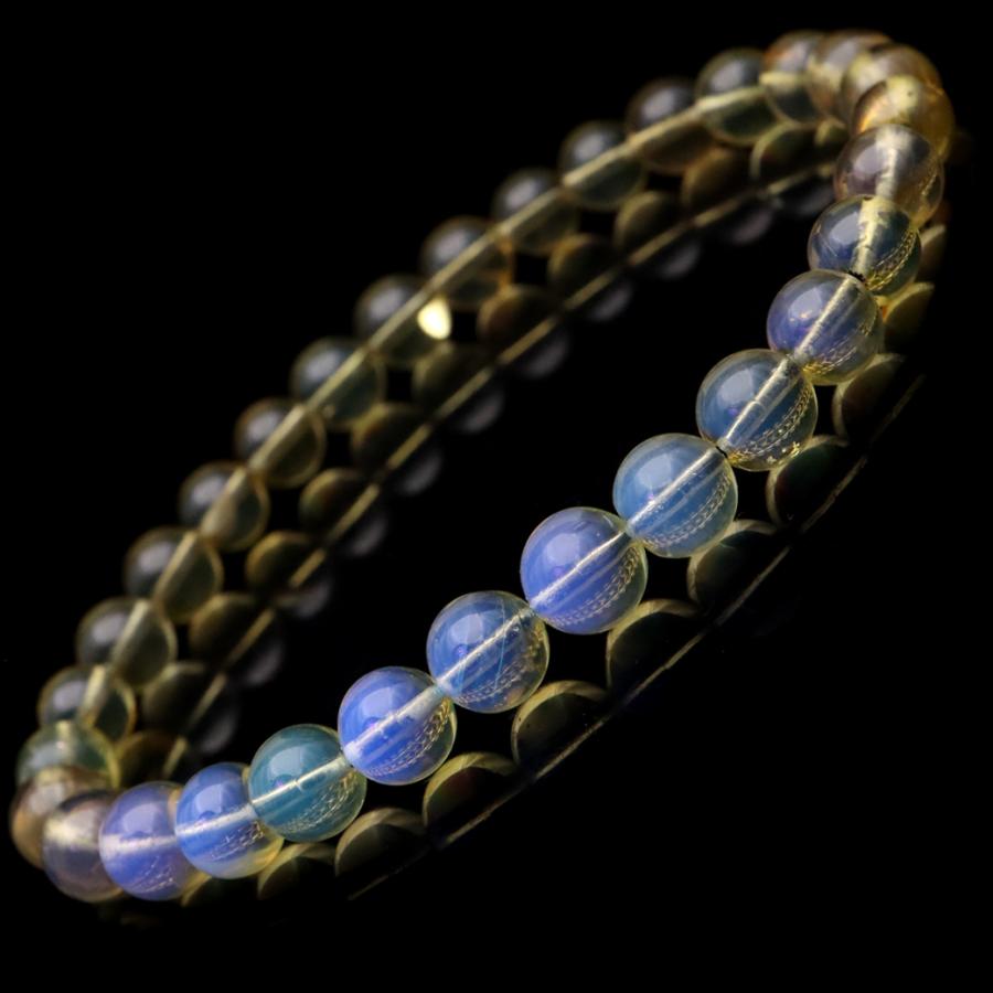 GOLD STONE ブルーアンバー ブレスレット 6mm メキシコ産 琥珀 こはく