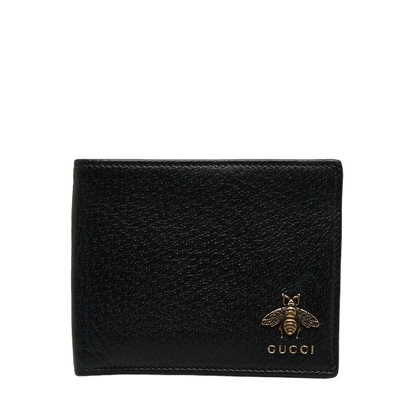 GUCCI（グッチ） 蜂 ビー Bee 二つ折り財布 523666 ブラック レザー