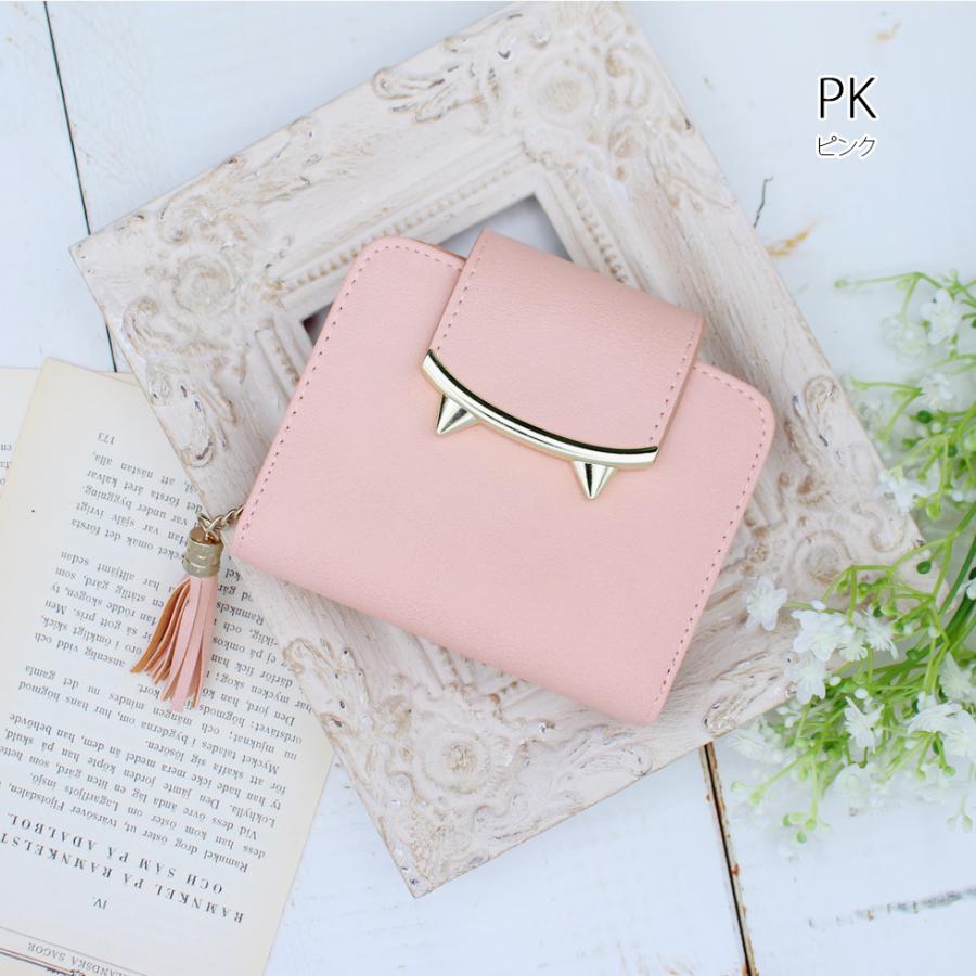 二つ折り財布 猫耳デザイン金具のコンパクトウォレット ミニ財布 ネコ