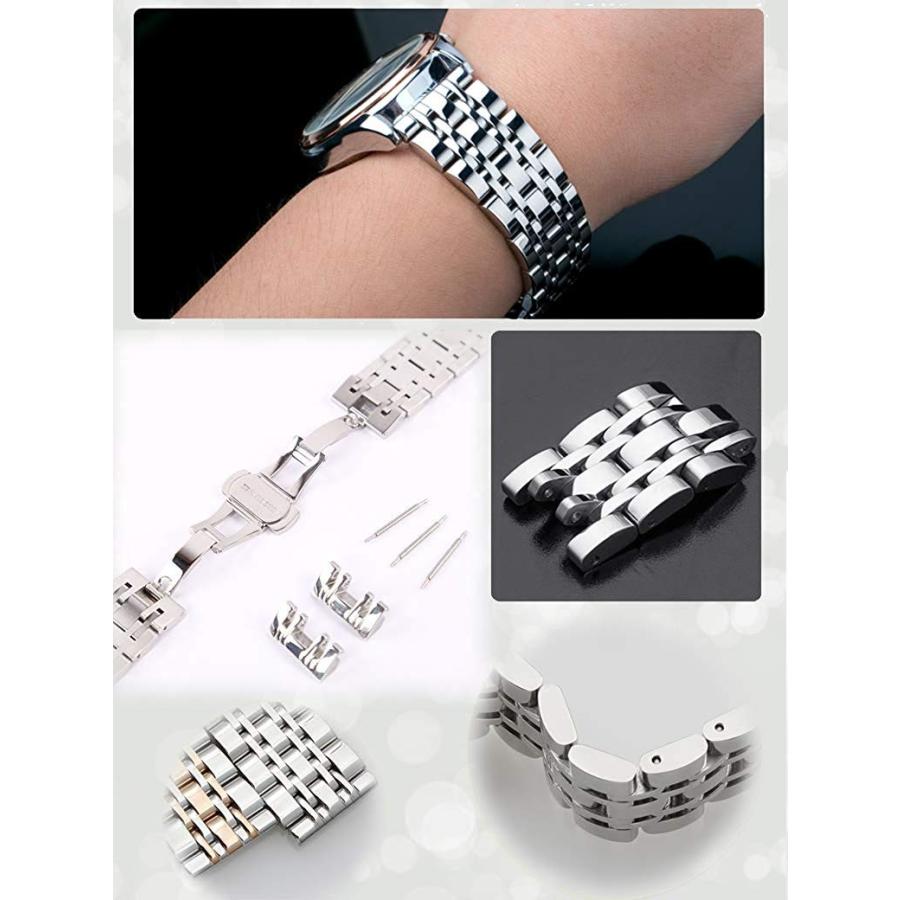 腕時計 ステンレス ベルト 時計 鏡面 七連 ワンプッシュ式