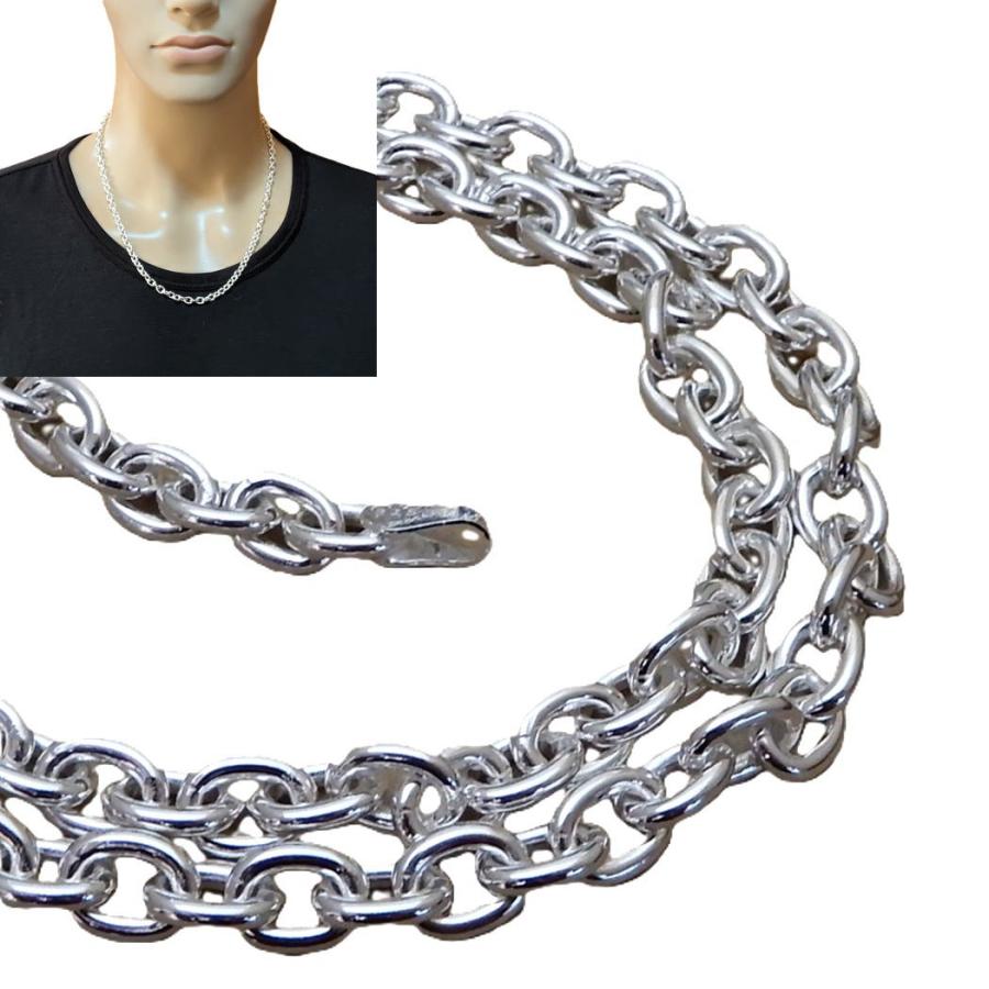 チェーン ネックレス メンズ シルバー925 5.3mm 45cm 太い あずき