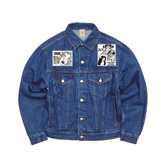 アメコミ アニメ プリント パッチワーク刺繍 デニムジャケット メンズ