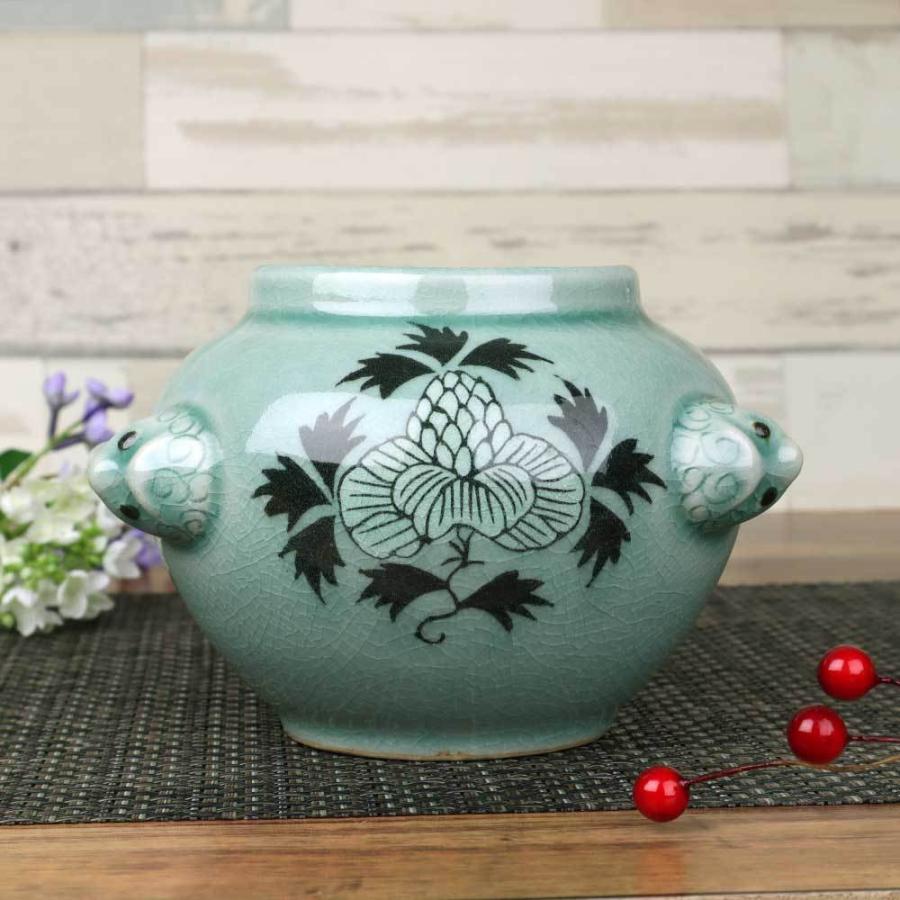 高麗青磁 韓国 直輸入/ 手付壺 天上花 （大） /訳あり アウトレット