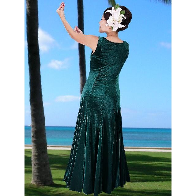 フラダンス ベルベット無地 ワンピースドレス グリーン 1912a : emika