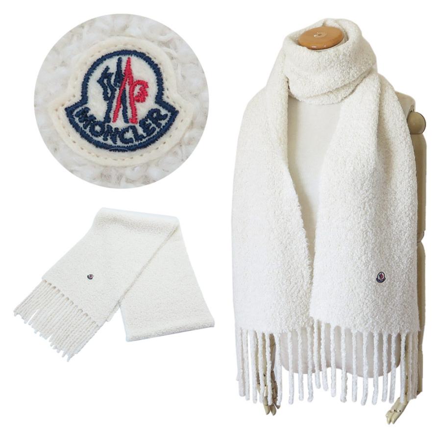 美品✨モンクレール SCIARPA ケーブル編み ラバーロゴ マフラー