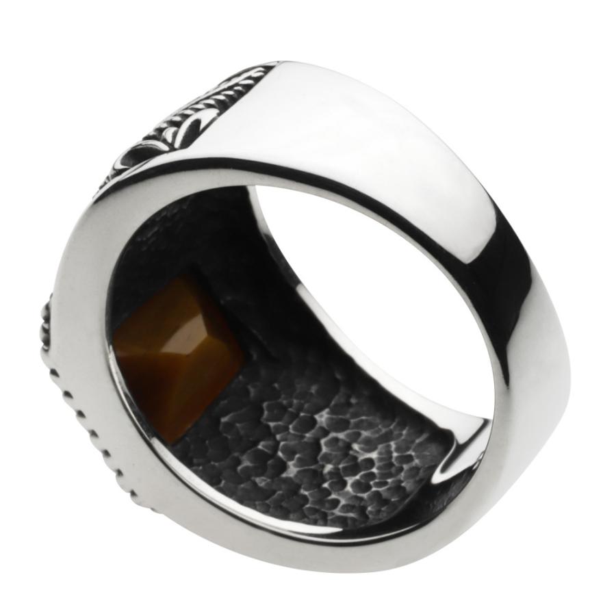 タイガーアイ シルバーリング 指輪 メンズ ネイティブ フェザー 羽 石