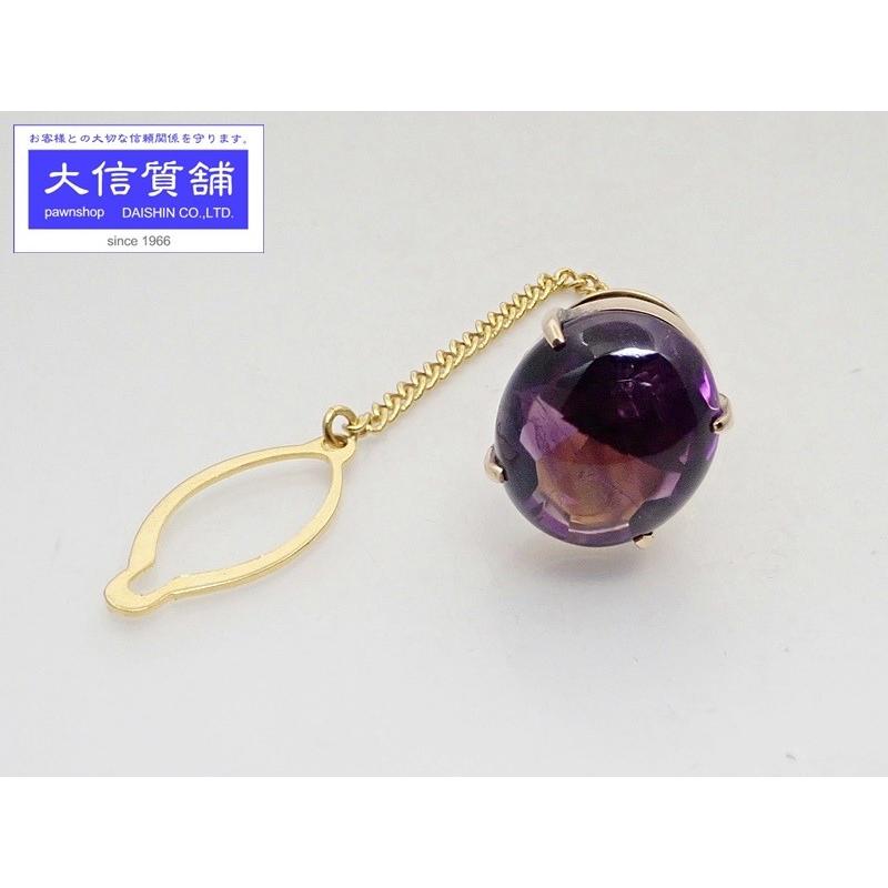 K18 イエローゴールド アメジスト ネクタイピン タイタック 2.7g 中古