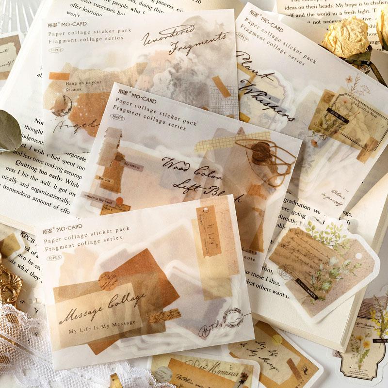 コラージュ 素材 シール タグ ラベル 手紙 植物 ジャンクジャーナル