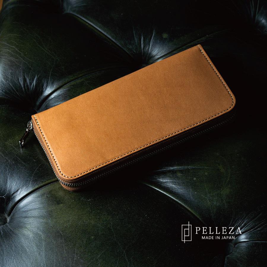 長財布 メンズ 本革 PELLEZA 栃木レザー ヌメ革 財布 ラウンド