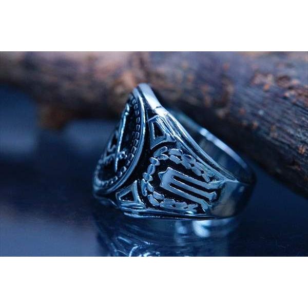 秘密結社 フリーメイソン ステンレス リング 指輪 シルバー ブラック