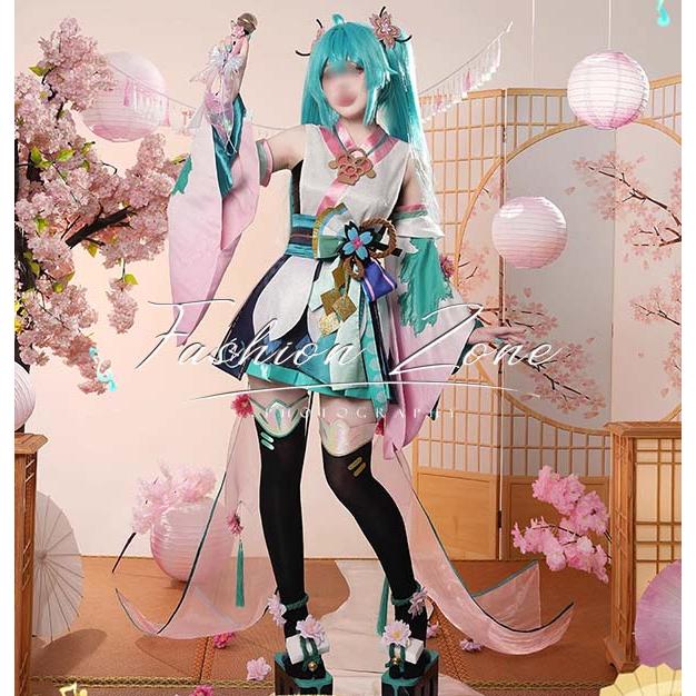 送料無料◇陰陽師 初音ミク 風 覚醒後 コスプレ衣装 ウィッグ 靴