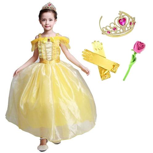 ベル ドレス 子供 コスプレ 衣装 美女と野獣 豪華4点 セット