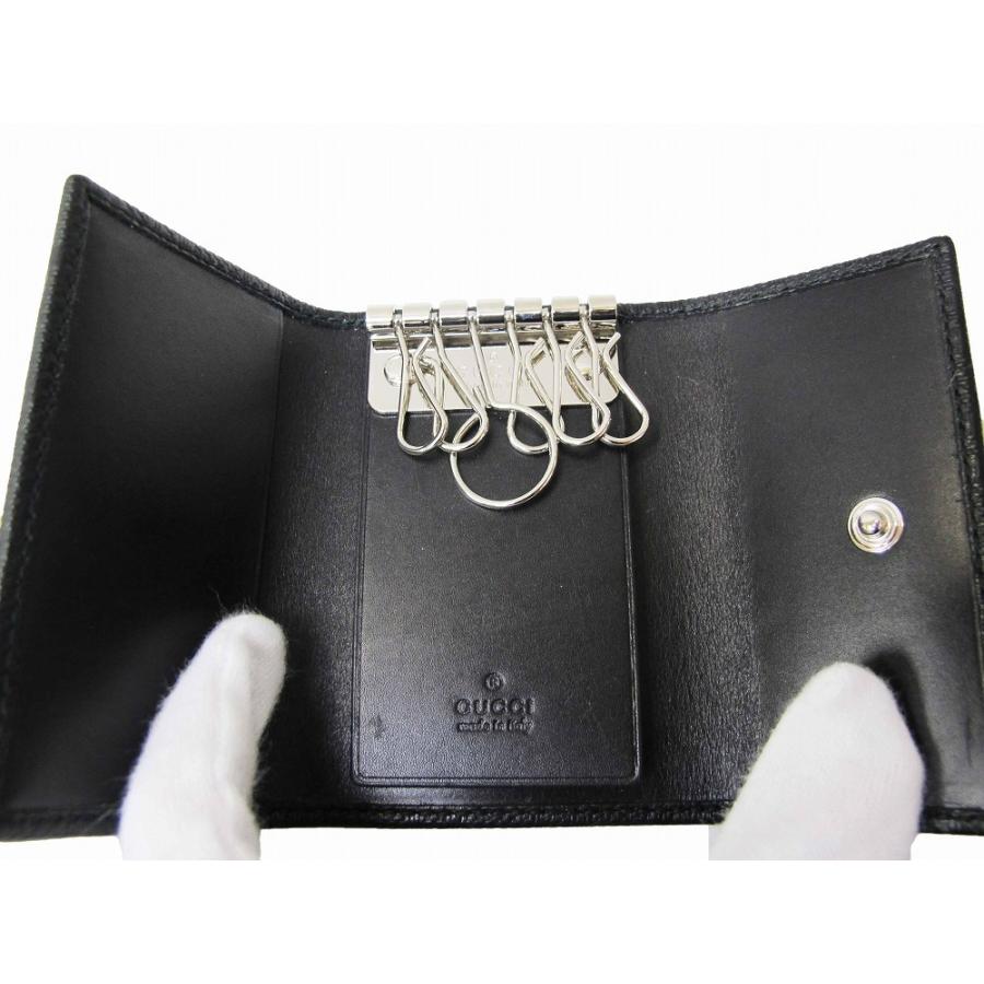 GG (新品）グッチ GUCCI ディアマンテ レザー 6連 キーケース 黒
