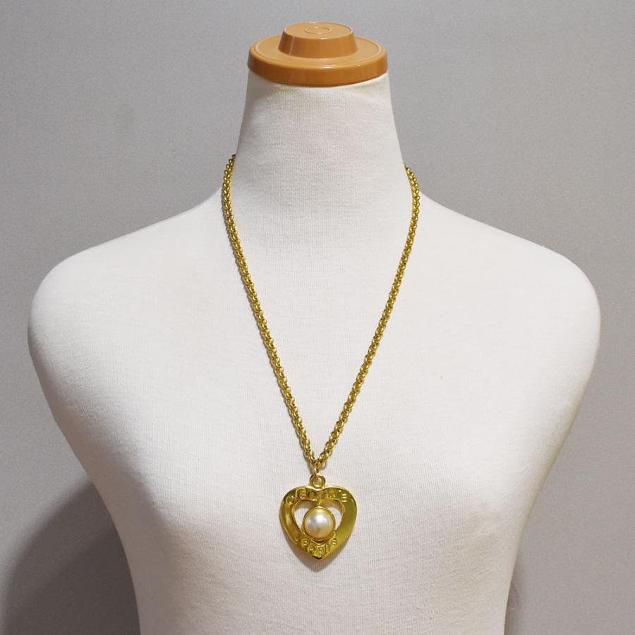 CELINE（セリーヌ） ネックレス ロゴ ハート パール ロングネックレス
