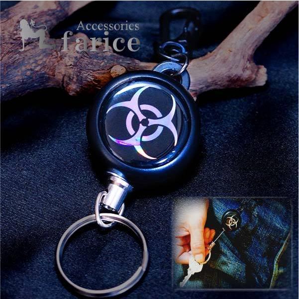 バイオハザード マーク ワイヤー収納式 キーホルダー : アクセサリー