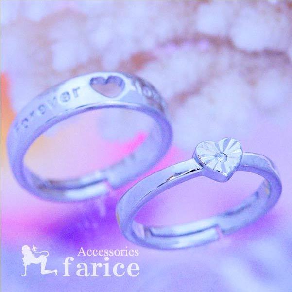 ペア リング 指輪 ハート キュービックジルコニア チタン オープン