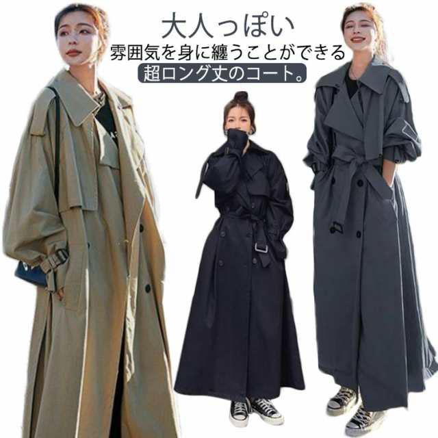 アウター ロング丈 トレンチコート ブラック コート ロングコート