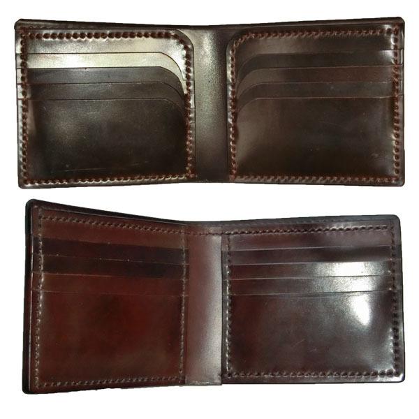 二つ折り財布 コードバン 内側まで ホーウィン社シェルコードバン 使用