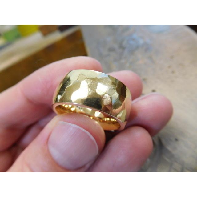 鍛造 指輪 リング ゴールド 18k 18金 k18 太い 太め 槌目 槌目加工 槌