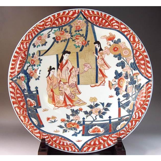 伊万里様式金彩唐草割元禄美人絵飾り大皿｜有田焼 陶芸作家 藤井錦彩作