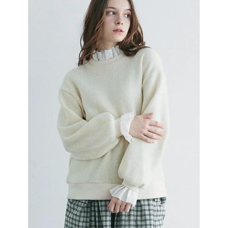 SALE セール】MAGALI | クォーターニット・フリルプルオーバー (ivory