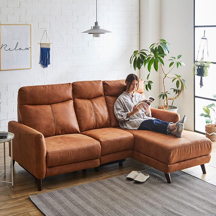 搬入・組立設置付き 電動リクライニング付き カウチソファー 電動