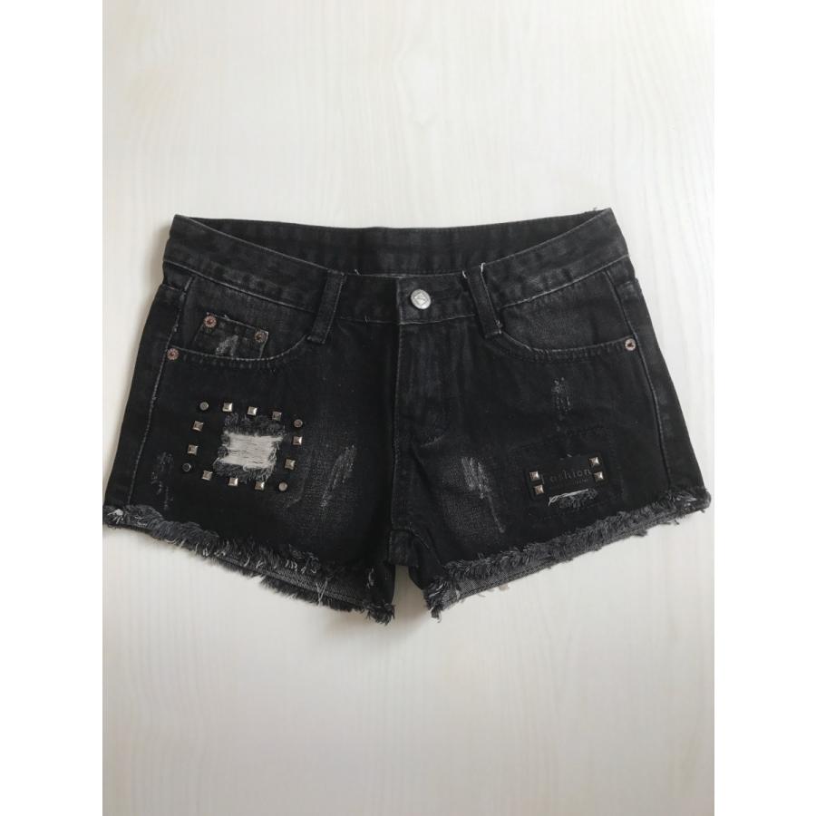 新品タグ付d.i.a.☆黒/ダメージサイドジップショーパン☆金/ゴールド