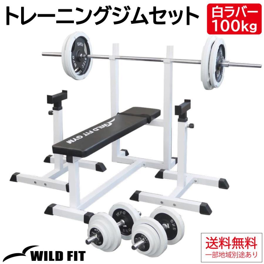 WILD FIT（ワイルドフィット） トレーニングジムセット 白ラバー 100kg