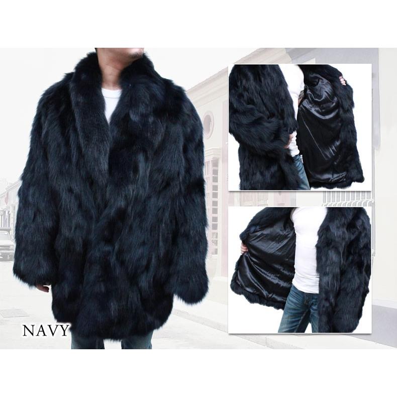 毛皮コート ファーコート フォックスコート メンズ : 本革 レザー 革