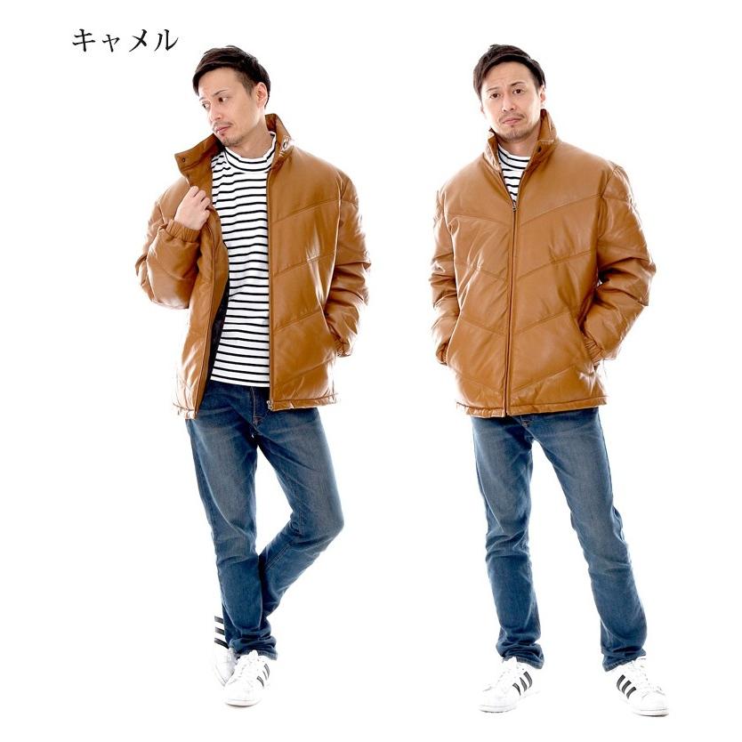 レザーダウンジャケット 革ジャン ダウンジャケット メンズ 本革 ラム