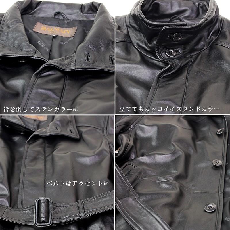 本革 レザーコート メンズ ラムレザー ロングコート スタンドカラー