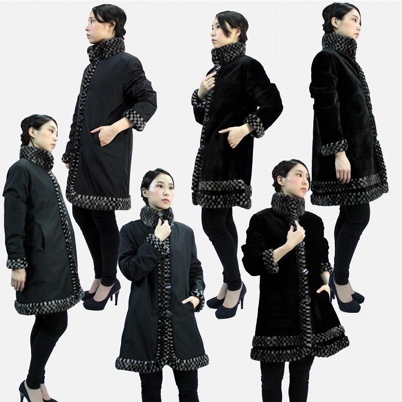 レディース 毛皮コート ファーコート シルク ウィーゼル ミンク