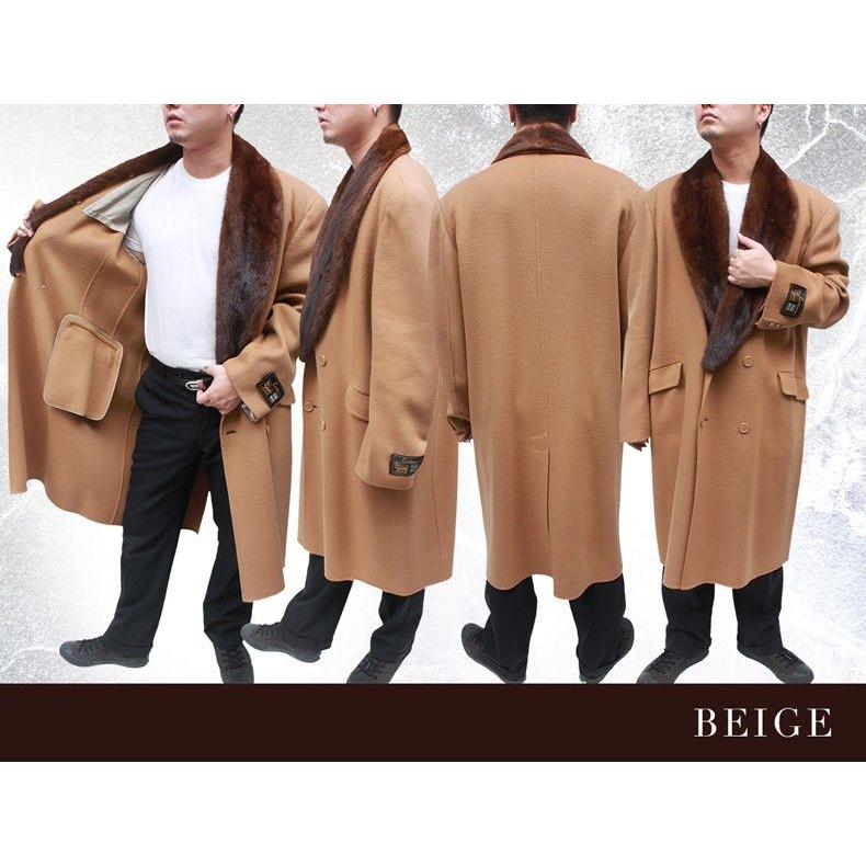 カシミヤコート 日本製 ミンク衿付 ハンドメイド ダブルコート K2 : 本