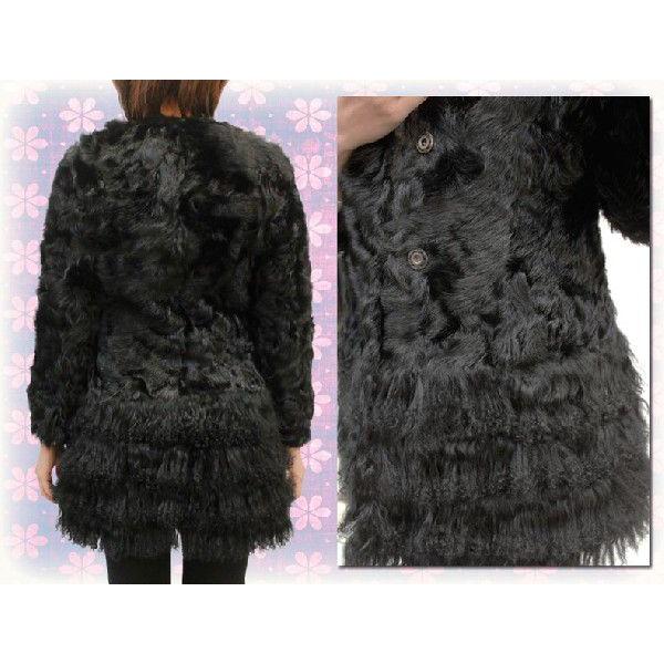 毛皮コート レディース ファーコート カルガンラム チベットラム 本革