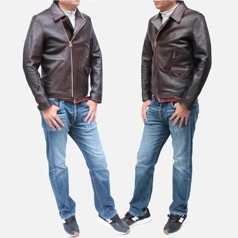 ライダースジャケット 革ジャン レザージャケット ダブル hr-56 : 本革