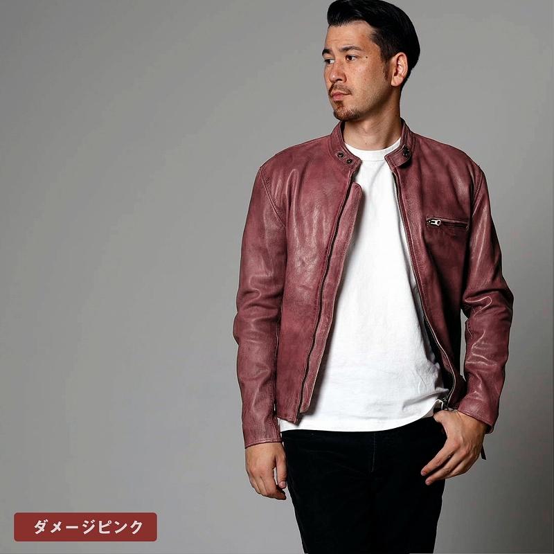 Mo-LAWS ライダースジャケット メンズ 本革 ゴート ダメージ加工 革