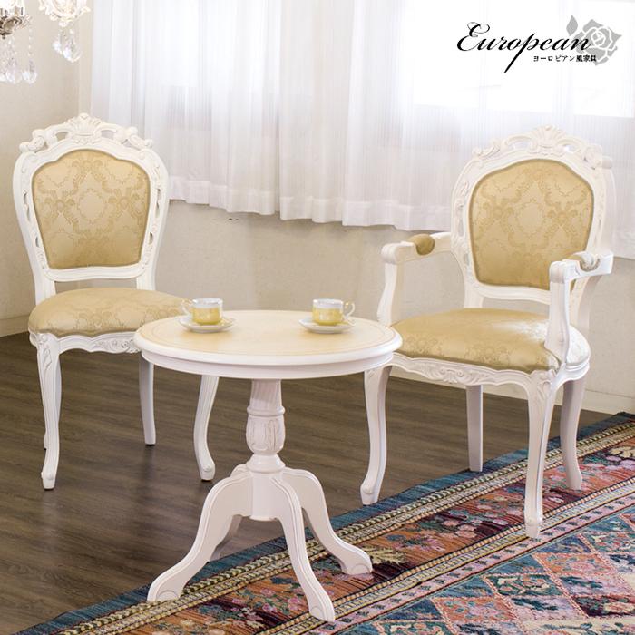 チェアー 椅子 アンティーク ひじ無し 猫脚 ホワイト 白 姫家具