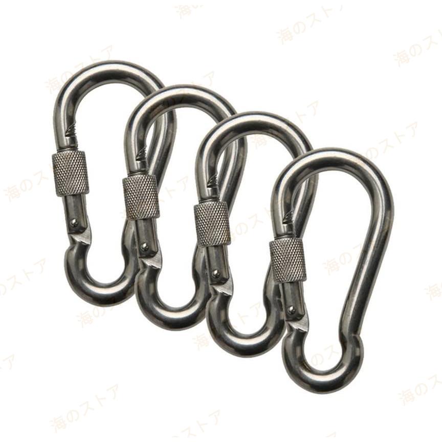 カラビナ ステンレス スプリング フック 4個セット5mm 6mm 8mm 10mm