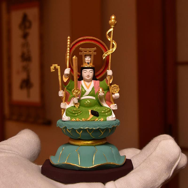 木彫り仏像 小仏-【宇賀八臂弁財天（弁才天）】柘植 極彩色 : 海宇工芸