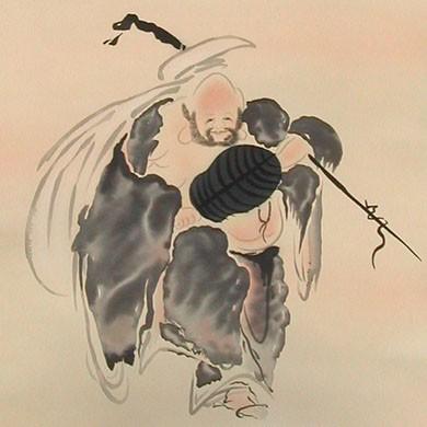 ウォーターライト 佐藤静雲筆 七福神宝船 肉筆絹 本掛軸 共箱