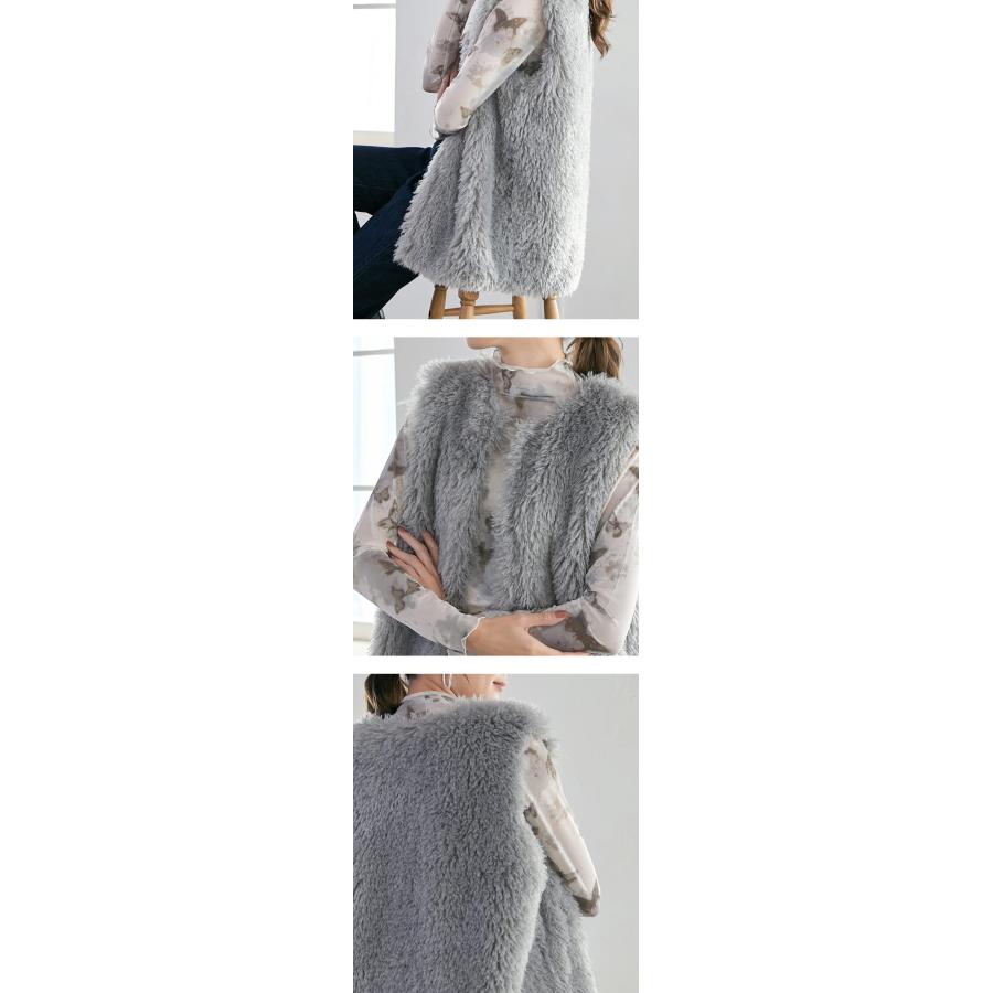 KAREI ボア ファー ベスト シープ風 レディース トップス ファーベスト