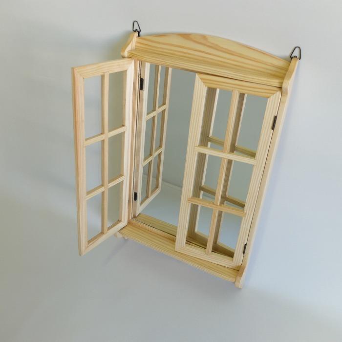 MADE IN AWA/壁掛けミラー/window mirror/扉付き/観音開き/化粧鏡