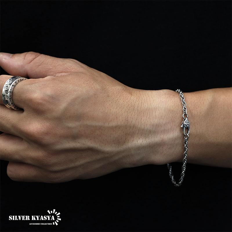 シルバー925 チェーンブレスレット ツイストチェーン 三連 ロープ