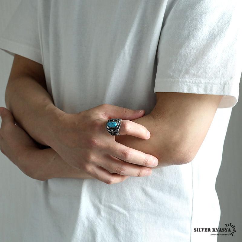 ステンレス ターコイズリング ネイティブ インディアンジュエリー ご